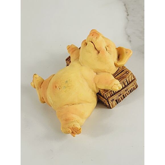 Pigsville Sleeping Pig Piggy Piglet Lover Resin 2 1/2" Handcrafted 1992 - Picture 10 of 13